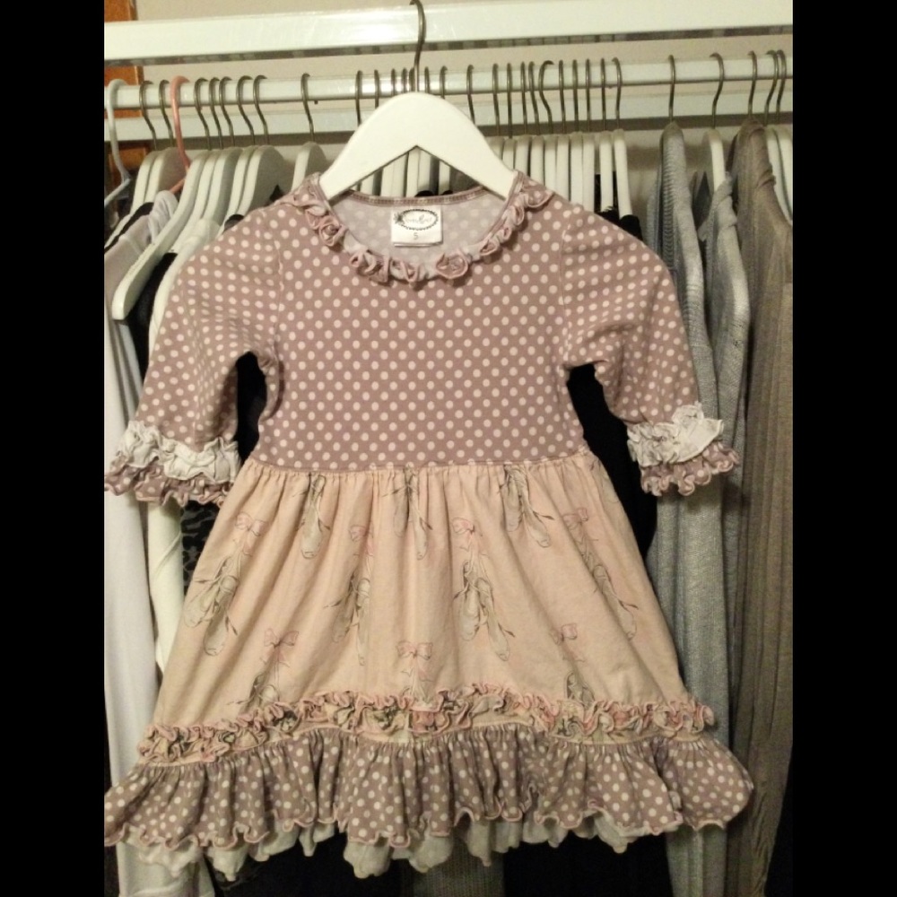 Loves Me Not dress size 5 polka dots, ruffles,  sparkles, ballerina slippers